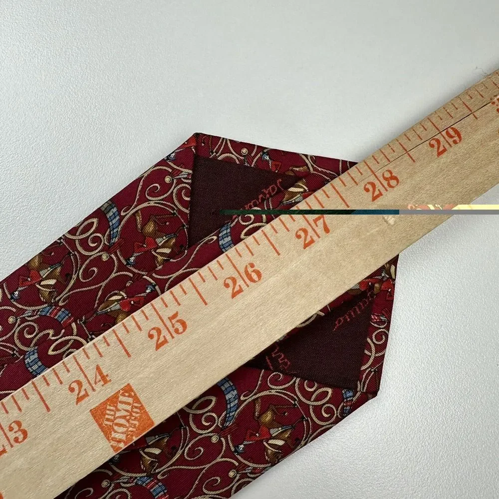 Salvatore Ferragamo Mens Tie Race Horses & Jockey Red Silk‎ 3.75